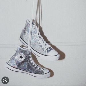 Converse Silver Glitter High Tops